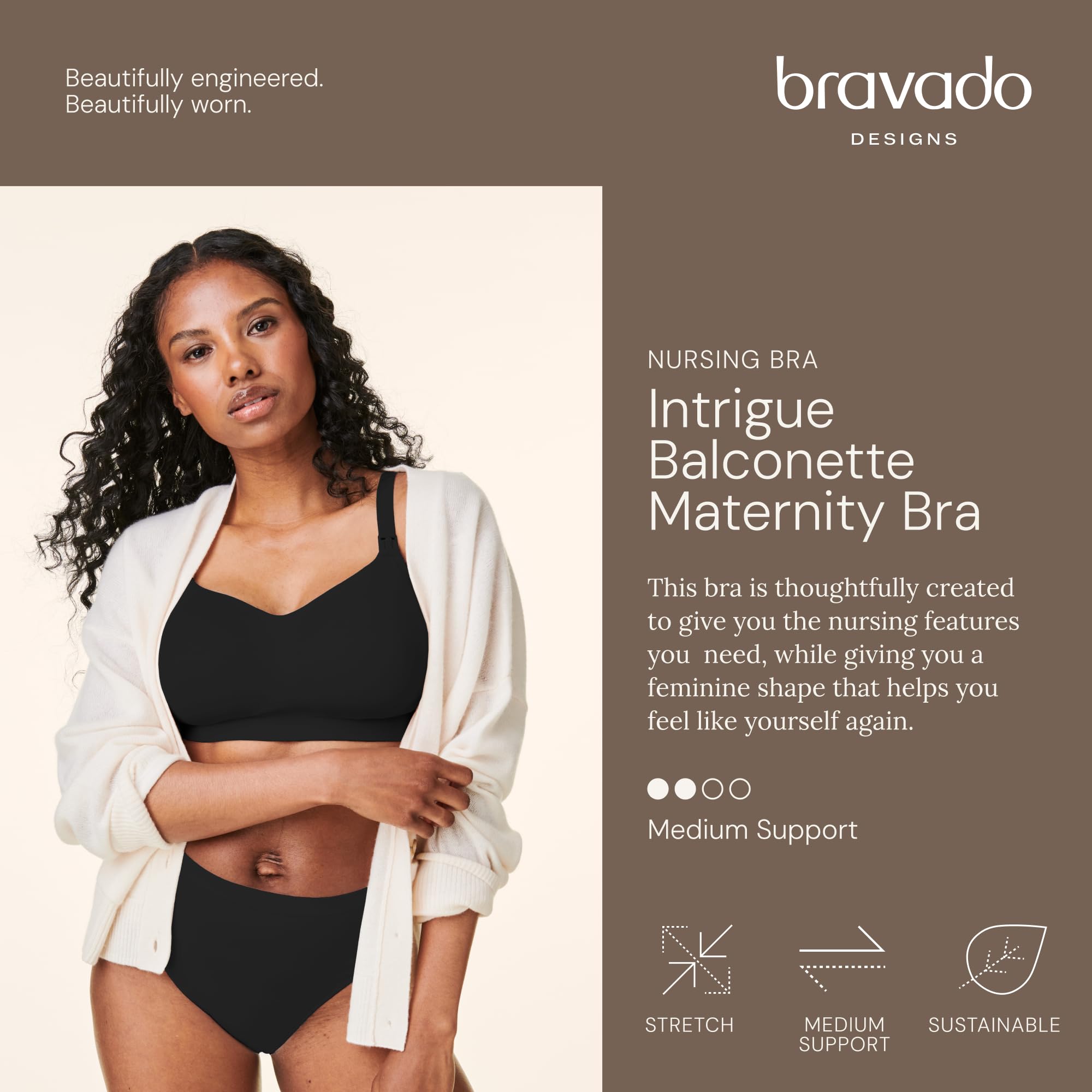 Bravado Designs Reggiseno da allattamento da donna per allattamento al seno, reggiseno premaman a balconcino di supporto senza cuciture senza ferretto