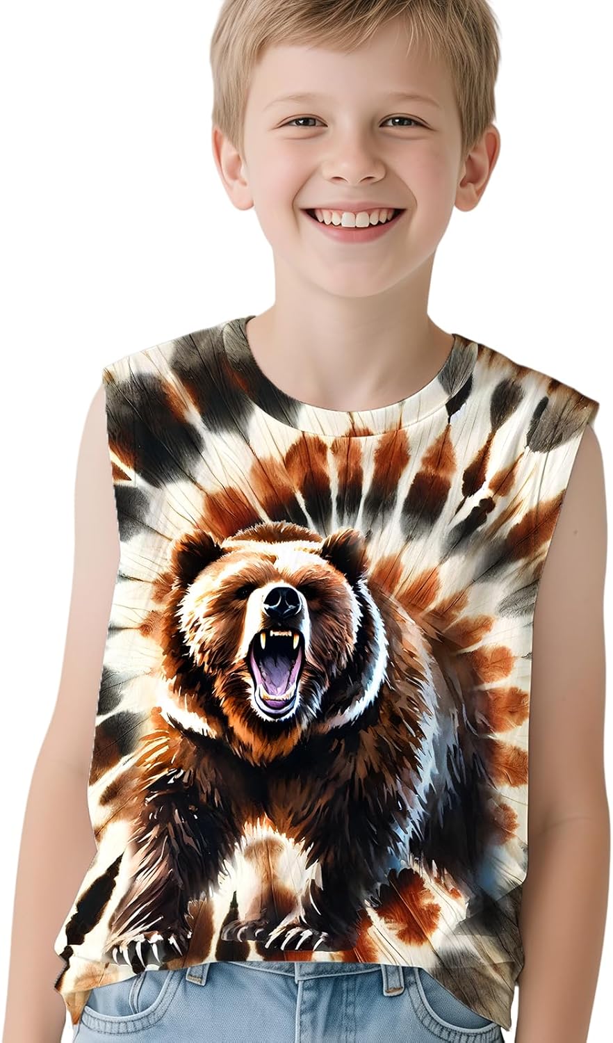 Kids Tie Dye Tank Tops for Boys Girls Sleeveless Summer Shirts Polyester Outfit Clothes Tees 6-14 Yeas - Image 2