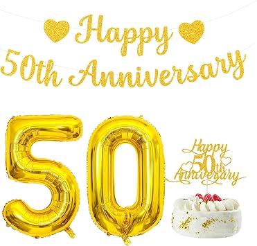 50th Wedding Anniversary Decorations Gold Party Decorations