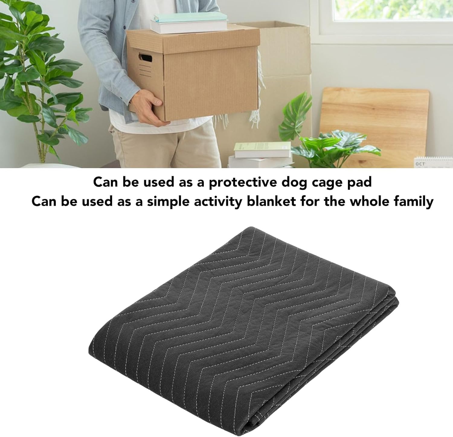 Hyuduo Moving Blanket Furniture Blanket Heavy Duty Blanket 80x72 Inch Thick Protective Cover for Large Furniture Appliances with Double Locked Sewing Durable Polyester Hemming