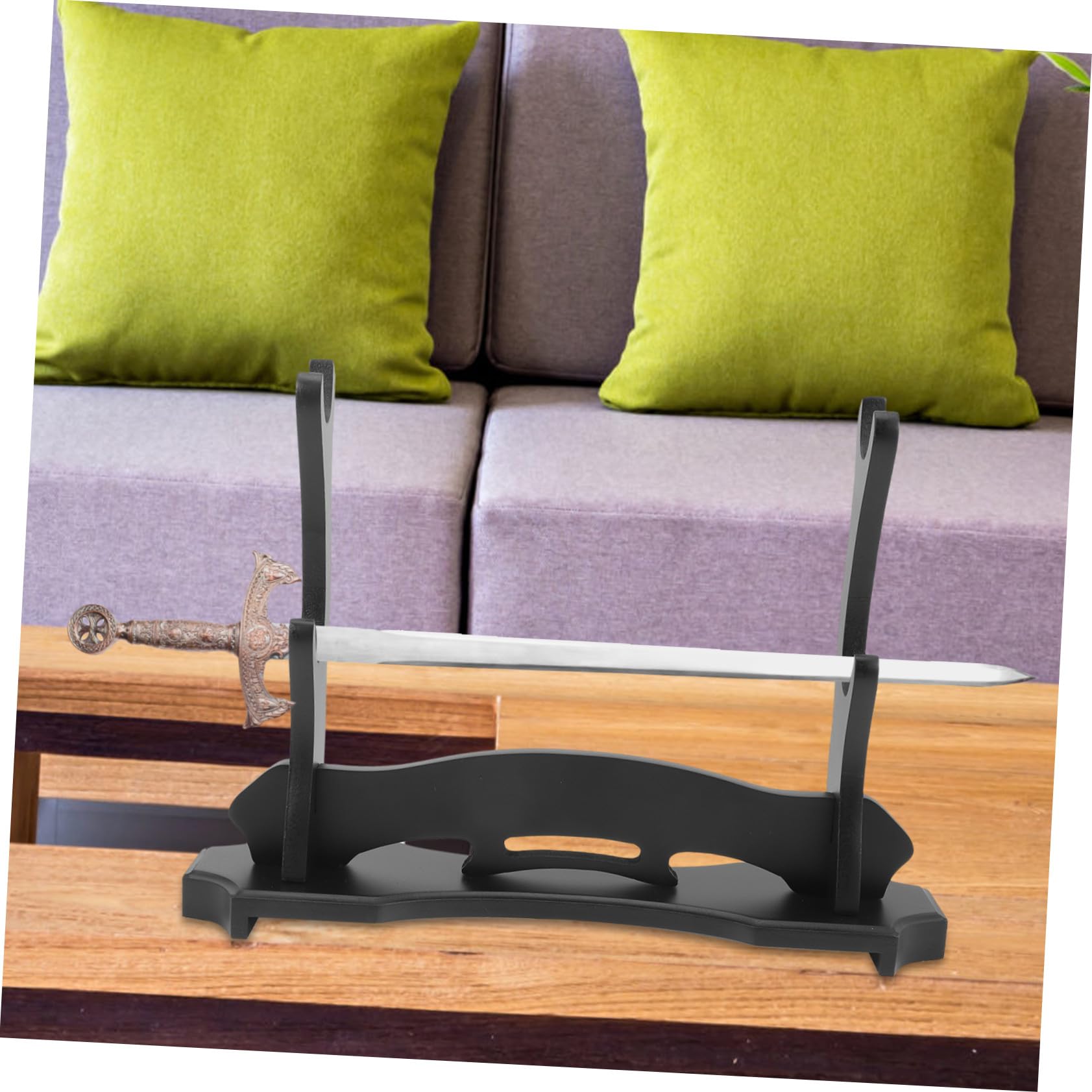 GALPADA Soporte de Espada de Madera Negra para Escritorio Diseño Simple y Hermoso, Soporte Estable No Fácil de Voltear para Almacenamiento y Exhibición de Dizi y Espada