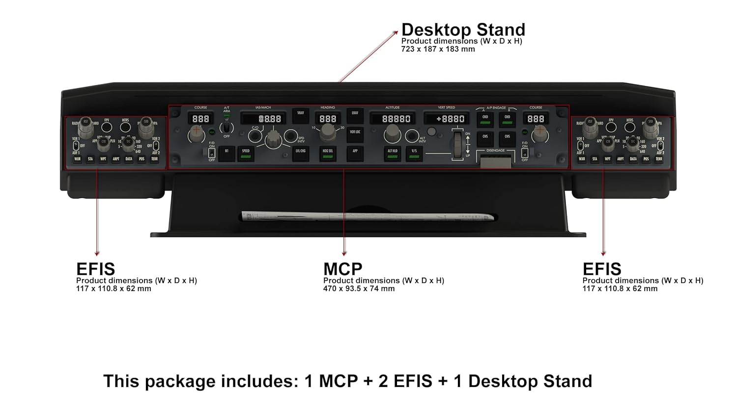 COCKPITMASTER Flight Simulator Mode Control Panel CS 737X MCP & EFIS & Desktop Stand, PMDG 737NG, IXEG 737, ZIBO 737, Boeing edition