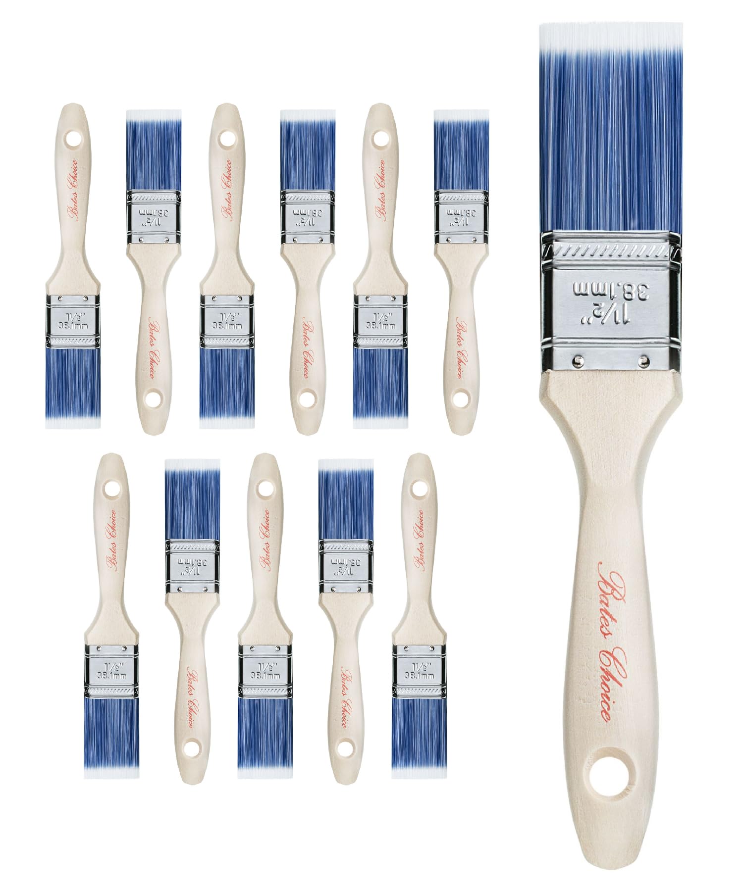 Bates- Paint Brushes, 12 Pack, Treated Wood Handle, Paint Brushes for Walls, Stain Brush, Wall Paint Brushes, Paint Brush, Furniture Paint Brush, 1.5-Inch Flat
