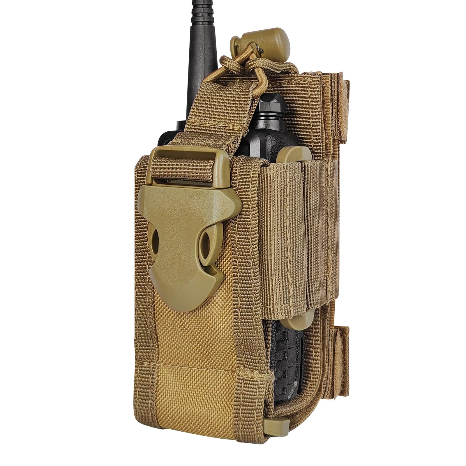 LUITON Tactical Molle Radio Pouch - Heavy Duty Holster Bag for Two-Way Walkie Talkies (Tan)