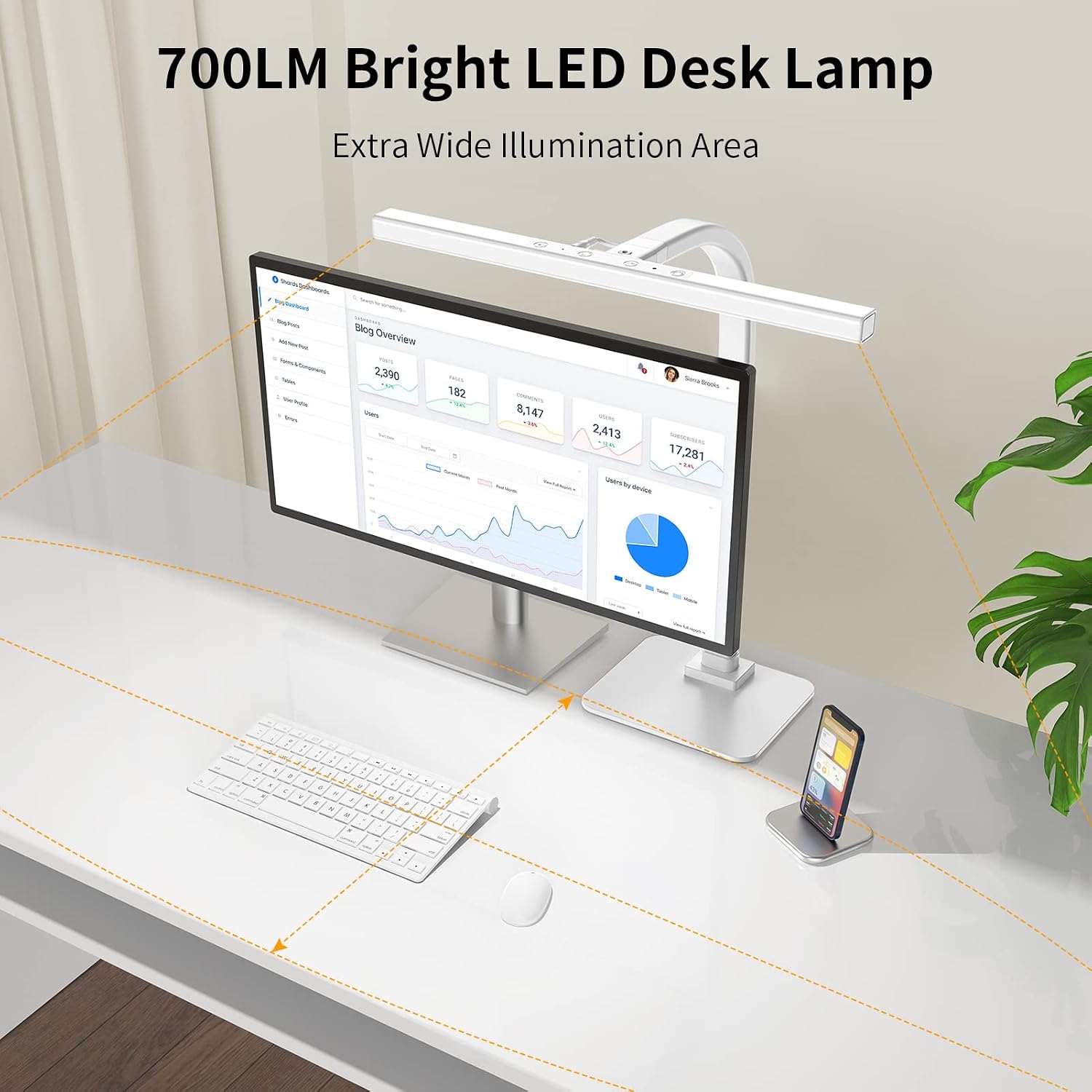 EppieBasic Led Desk Lamp,Architect Desk Lamps for Home Office, 12W Dimmable & 6 Color Modes Extra Bright Modern Table lamp with Base, Auto Dimming Overhead Desk Lighting for Workbench Studio Monitor