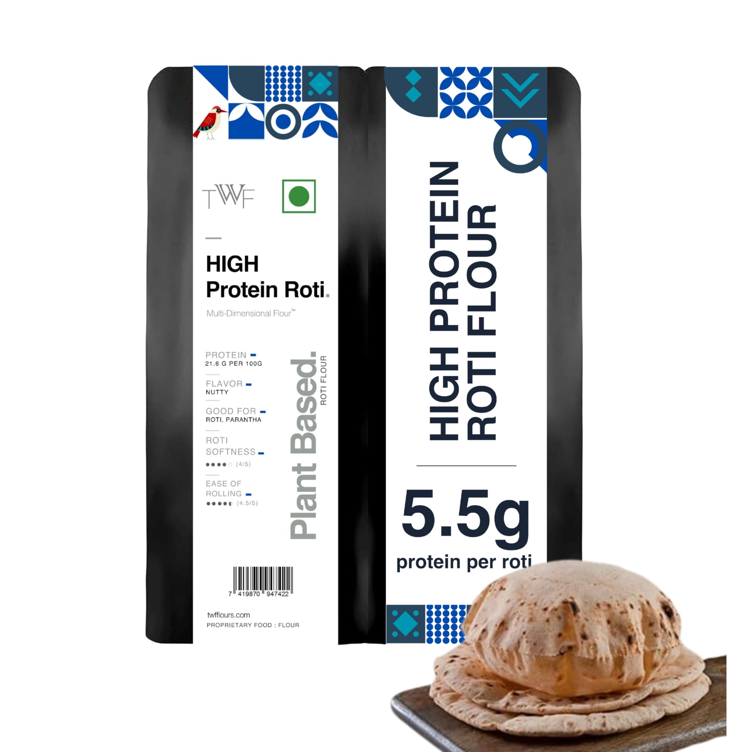 TWF Farine riche en protéines | Avec 5,5 g de protéines par roti | Végétalien | Alternative aux protéines de lactosérum | À base de plantes (1 kg)