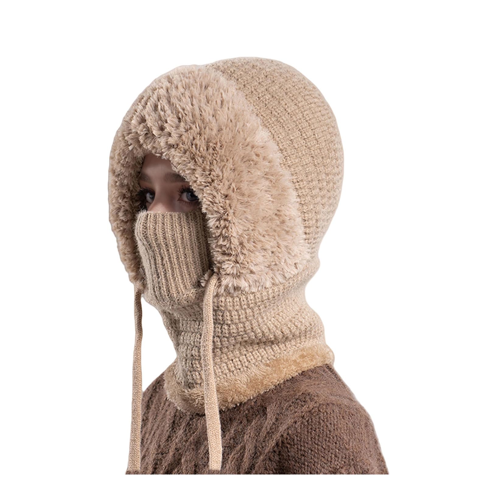 3 in 1 Beanie Hat with Scarf and Mask for Women Men Fall Winter Warm Knitted Windproof Balaclava
