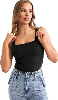 Stars and You Women's Stretchable Cotton Tank Top, Square Neck, Sleeveless, Slim Fit, Standard Length Price In India