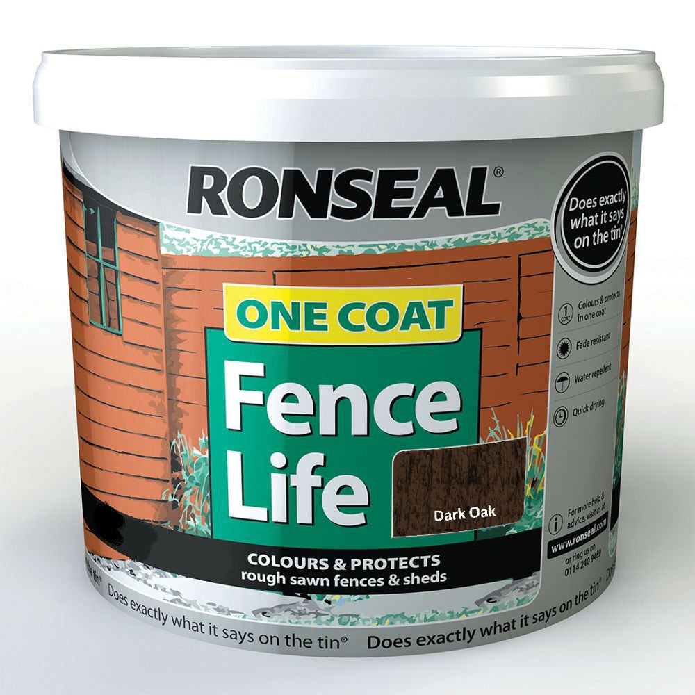Ronseal One Coat Fencelife 9L Plus 33% Dark Oak