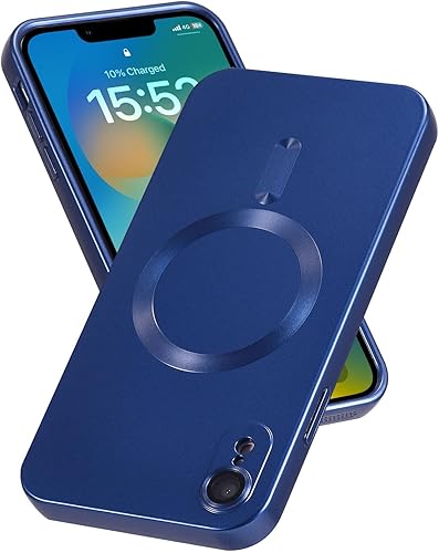 Funda magnética para iPhone XR, suave, delgada, antihuellas, elegante funda para teléfono con protección de cámara, compatible con MagSafe, azul