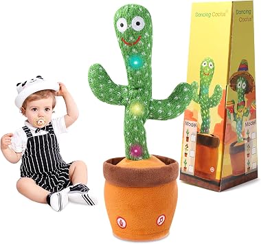 Dancing Cactus Toy for Baby Toddler, Talking Cactus Colorful Glowing Repeating What You Say, Singing Toys 10 Pcs Songs for Baby Gifts