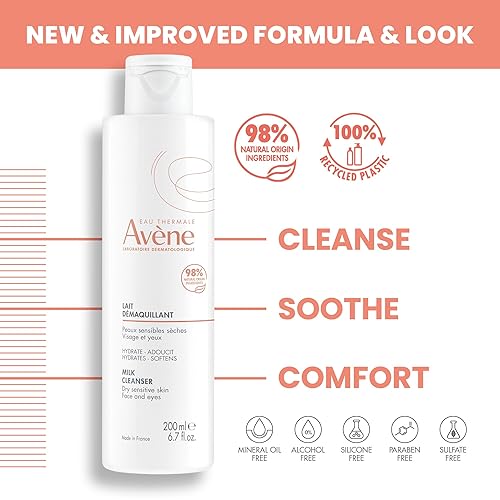 Miniatura 2 de Eau Thermale Avene Gentle Milk Cleanser - Loción limpiadora hidratante sin enjuague sin jabón para pieles secas y sensibles 67 onzas líquidas