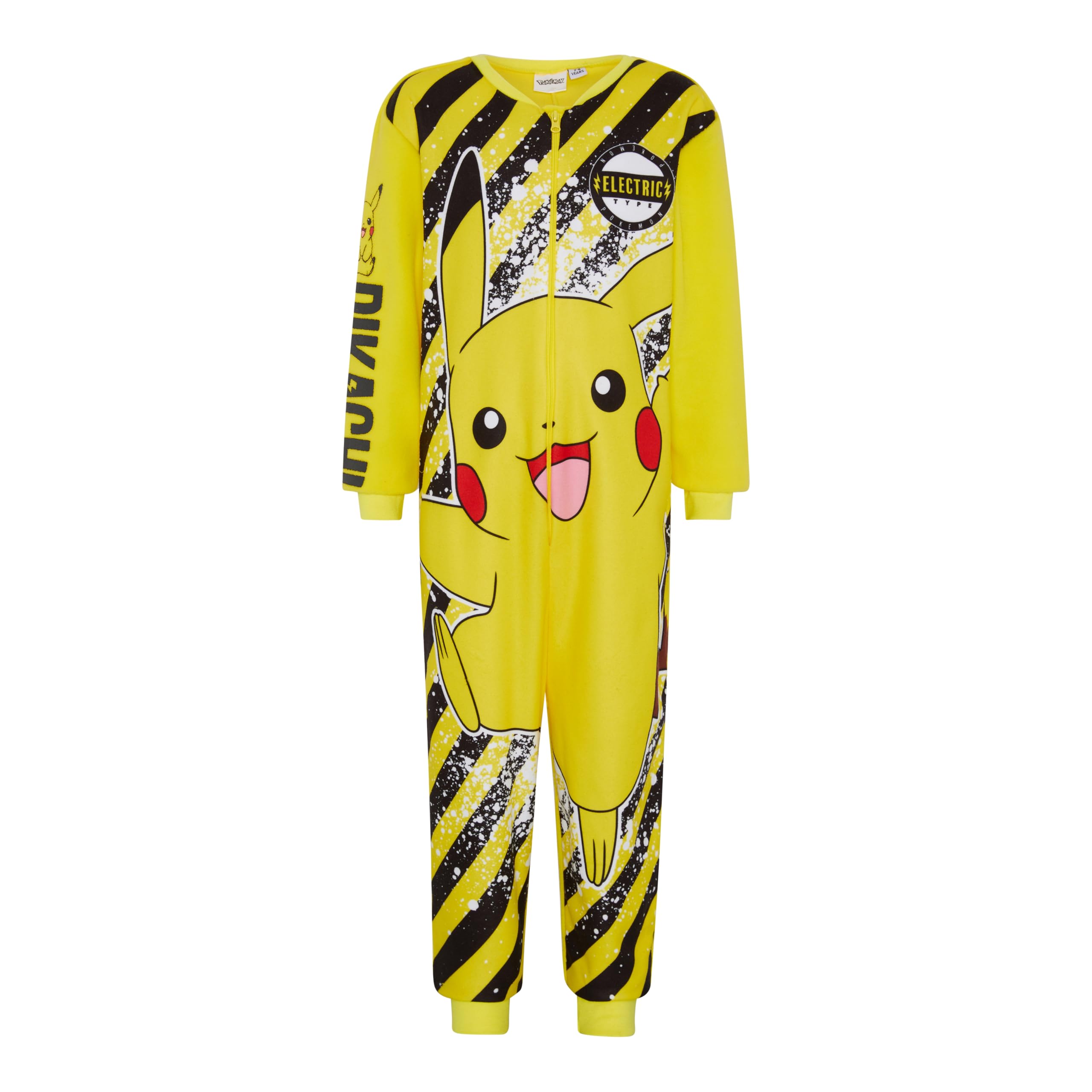 Pokémon, Boys or Girls Official Pokemon Onesie, Fleece Sleepsuit, Zip Up All In One Pyjamas for Kids, Pikachu Yellow, Age 9-10 Years