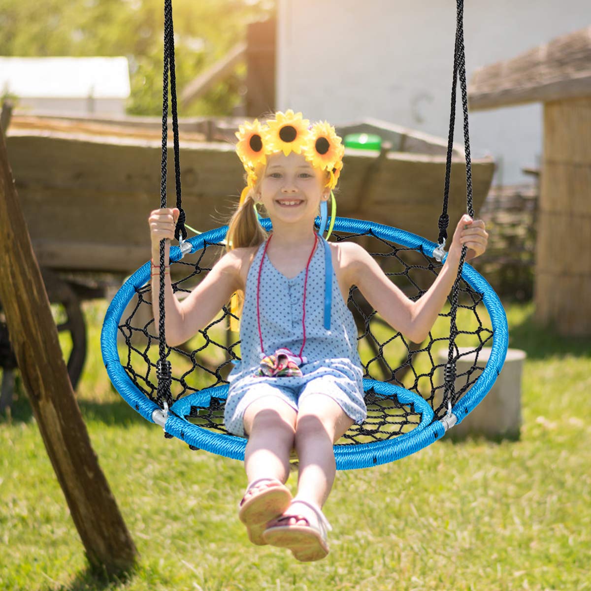 Costzon  Chair Swing, Kids Tree Swing Set Net Hanging Swing Chair