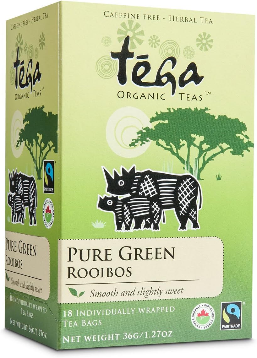 Tega Rooibos Tea, Pure Green, 18 Count (Pack of 6)