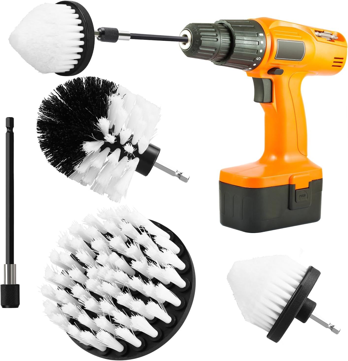 4pcs Drill Brush Attachment Set, White Power Scrubber Brush