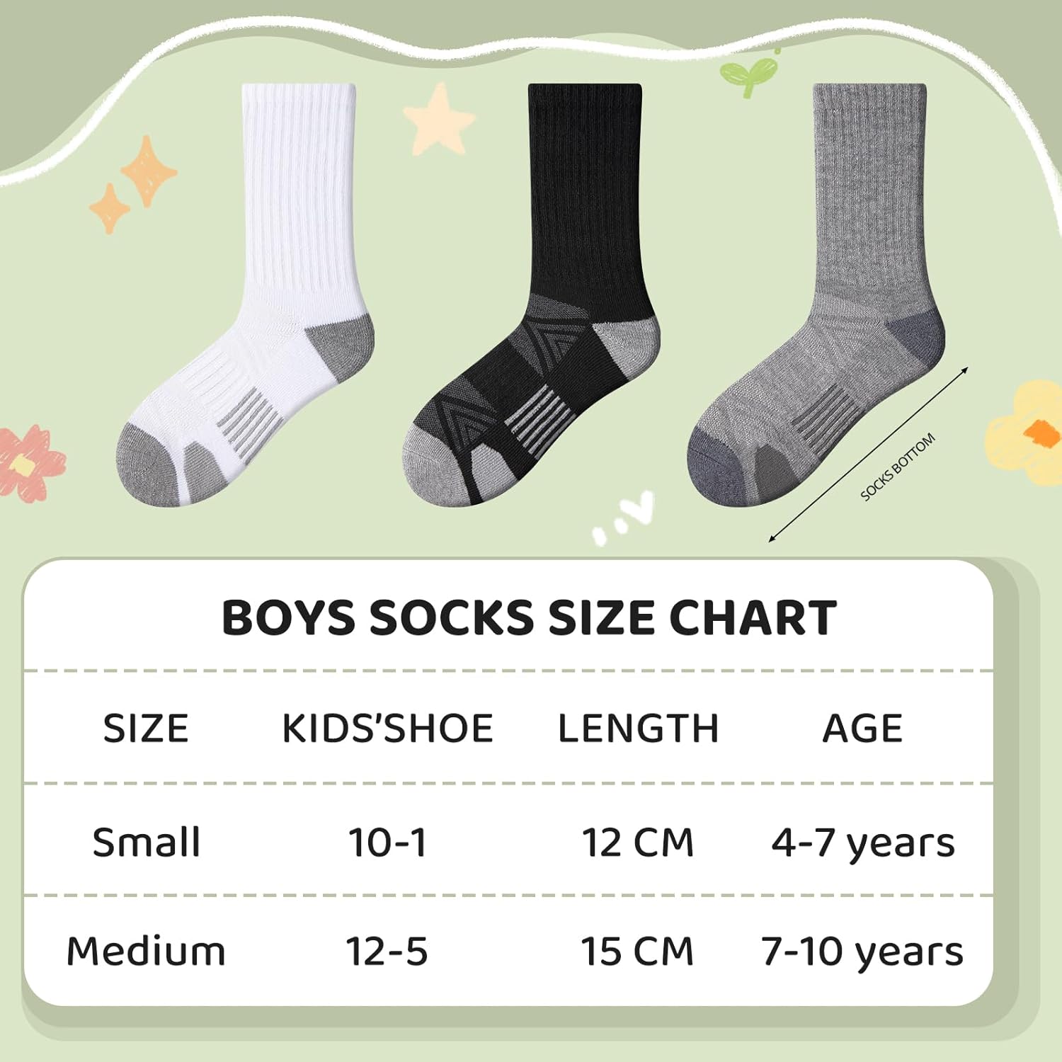 Comfoex Boys Sport Crew Socks For Kids 4-7 7-10 Years Old Athletic Calf Long Socks With Cushioned Sole 10 Pairs - Image 3