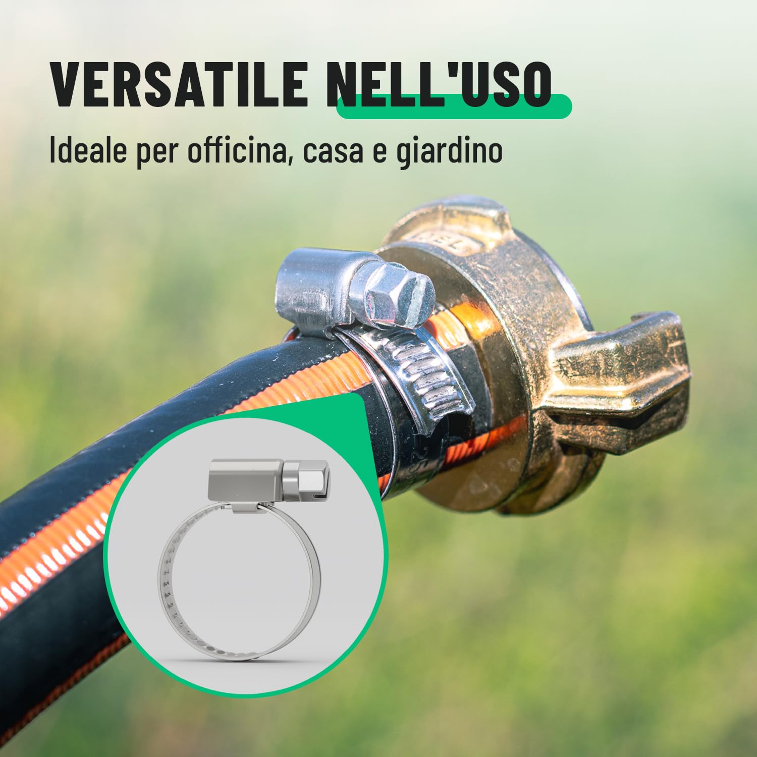 greate 10x fascette stringitubo acciaio inox 16-25 mm - fascette a vite regolabile con larghezza banda 9 mm - lavatrice e altro
