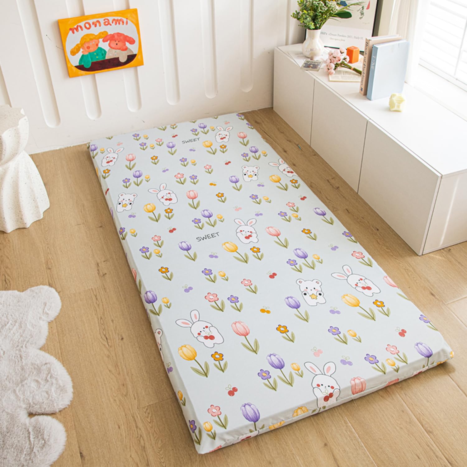 Couvre-Matelas Futon Simple Housse De Futon pour Matelas De Sol Japonais avec Fermeture Éclair Housse De Matelas De Couchage Housse pour Futon Futon Protecteur Reine,A,90x190x2/6cm