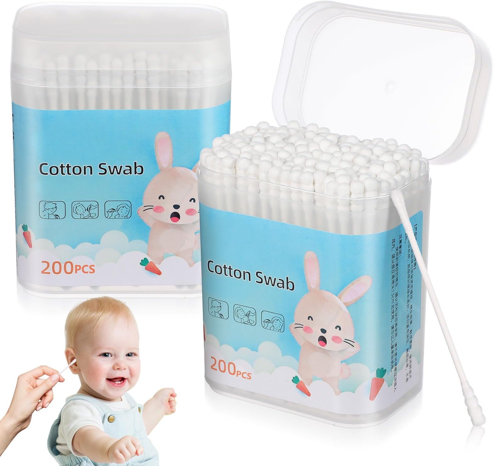 Cotton Buds, Double-Ended Soft & Gentle Ear Buds(1 of 400) - Made from 100% Pure Cotton and Paper Sticks for, Baby Care, Beauty and Skin Care