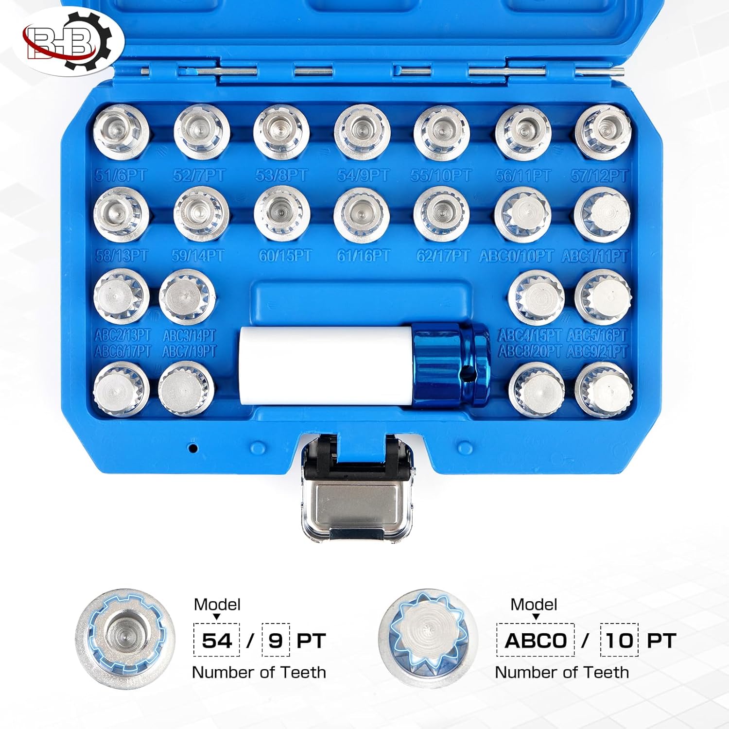 BHB 23Set Anti-Theft Wheel Lock Nut Removal Tool Compatible with VW & Audi & Skoda Including 1/2" Square Drive Adapter