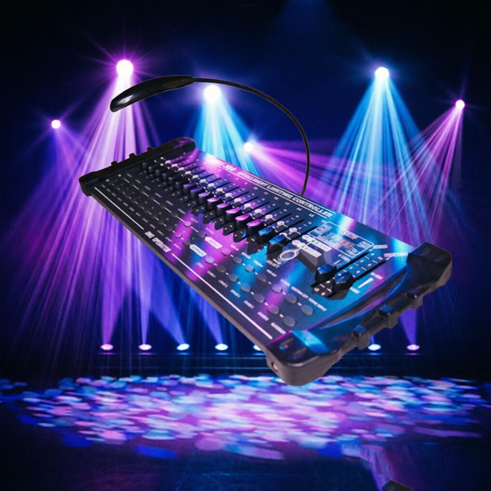 Dmx512 Bühnenlichtsteuerung, 384-kanal-minikonsole, Eingebauter Mikrofonkopf, 4-stellige Digitalanzeige, Lichtsteuerung Für Djs, Clubs, Bühnenshows, Partys