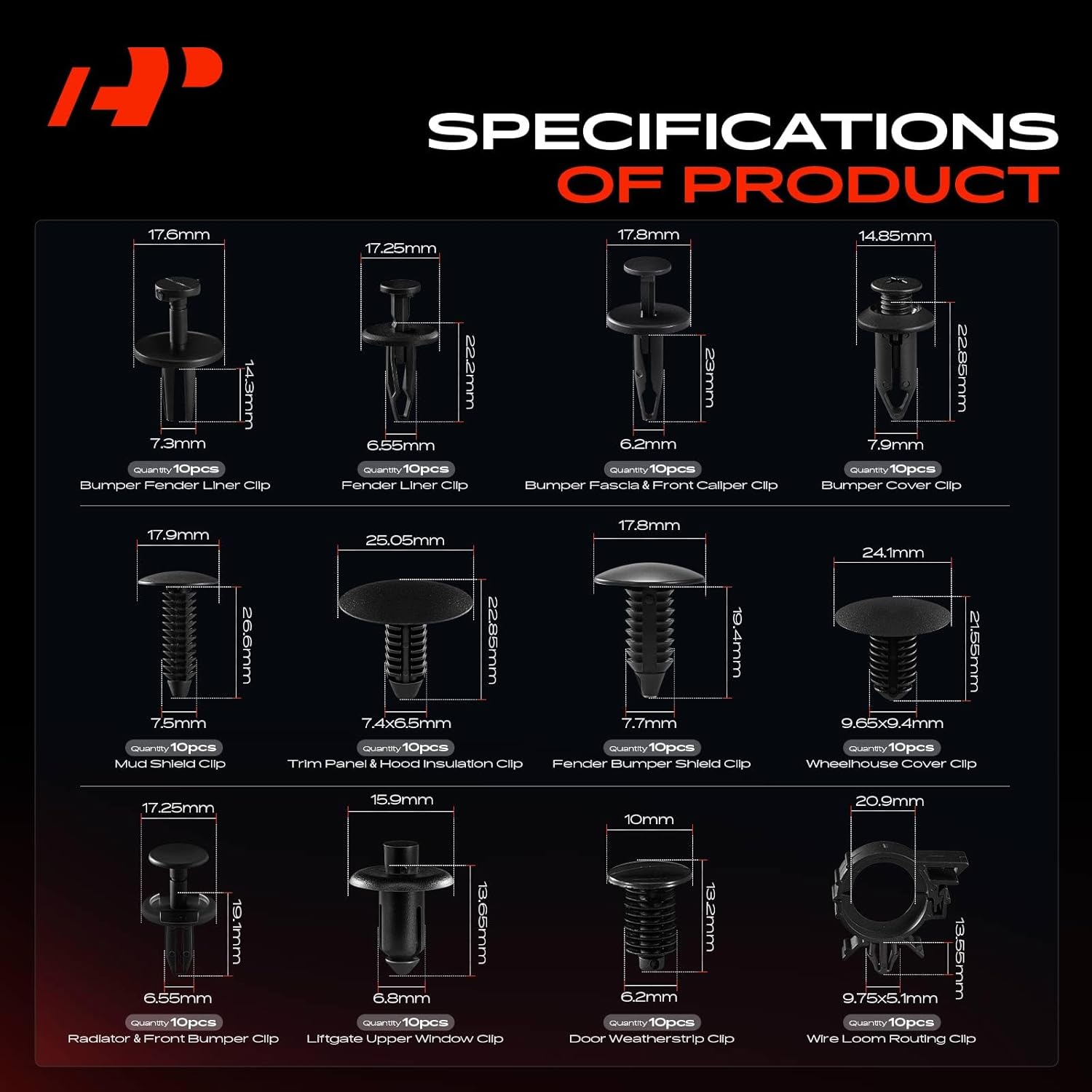 A-Premium 220PCS (45.76 oz/22 Sizes) Bumper Retainer Clips w/Removal Tool Compatible with Saturn Relay 2005-2007 Fender Fasteners Assortment Liftgate Rocker Clips Door Trim Panel Push Pin Rivets Set