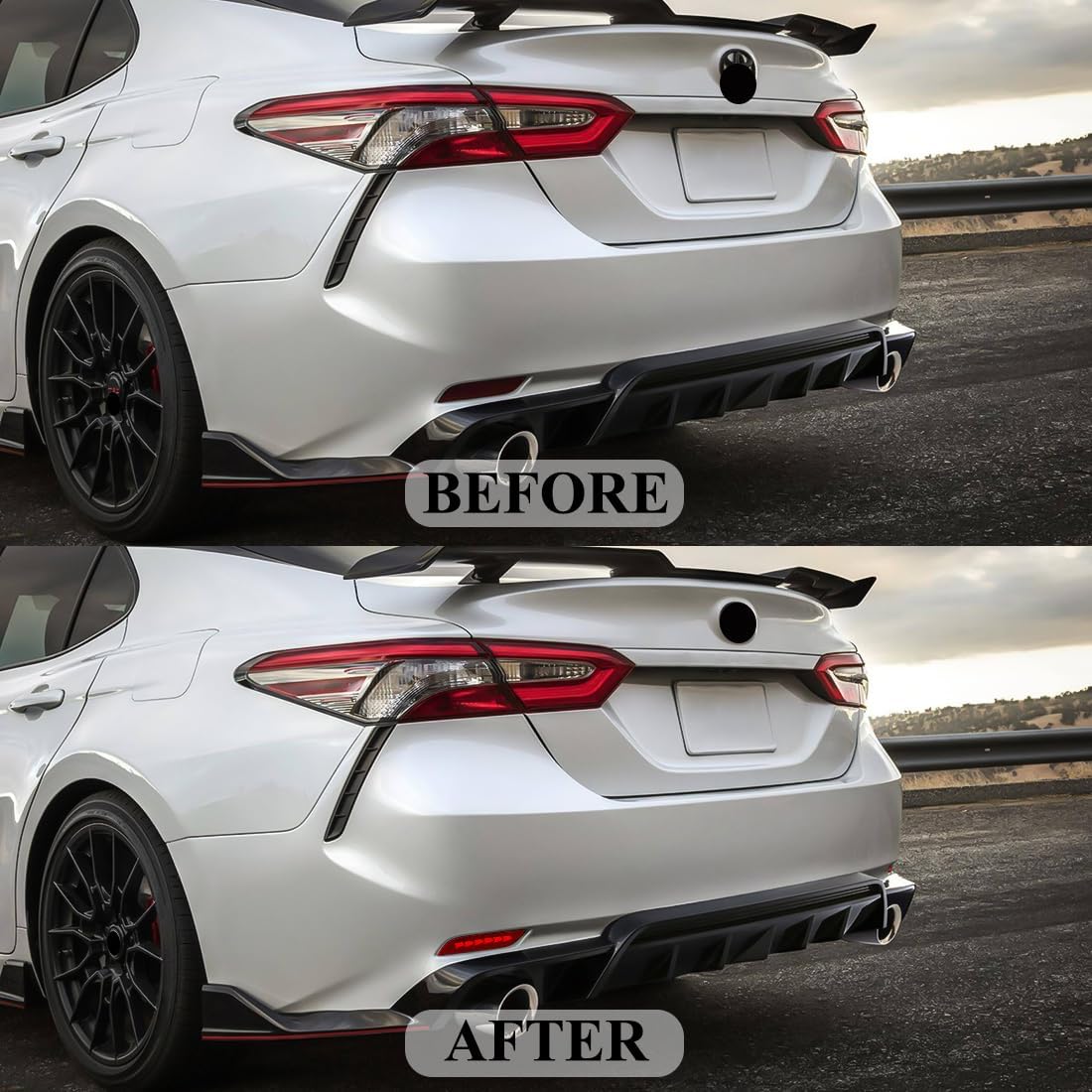 LED Rear Reflector Lights for Toyota Camry 2018-2023 8th Gen Rear Bumper Lamp with Sequential Turn Signal, Brake Light Red Lens