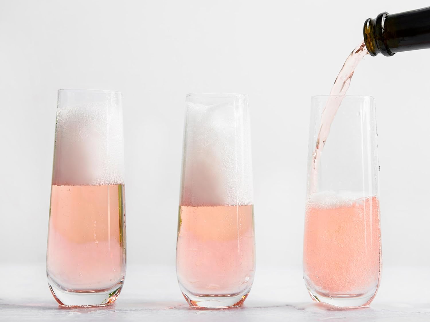 KooK Stemless Glass Champagne Flutes, Cocktail Cups for Rose, 9.4 oz (Classic Set of 4) Prosecco, Mimosa, Great for Weddings and Parties, Dishwasher Safe - Image 4