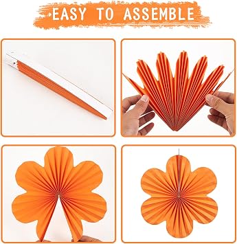 SUNBEAUTY 9Pcs Paper Flower Decorations Hanging Paper Fans Party Decoration