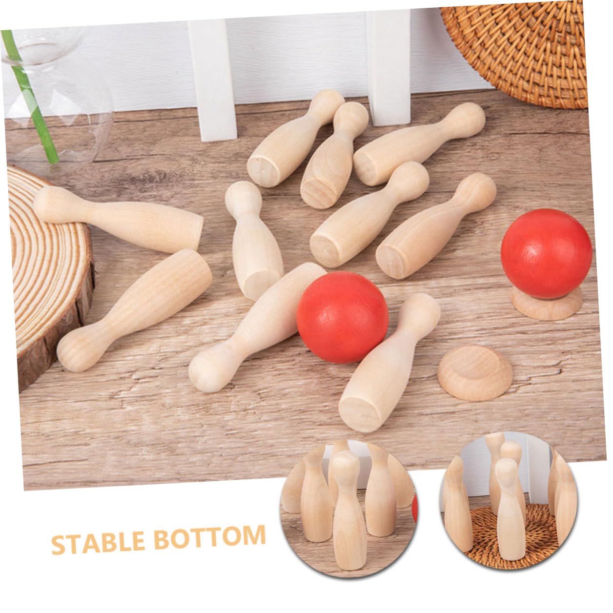 Healeved Jeu de Bowling de Table en Bois, 2 Lots pour Garçon et Filles