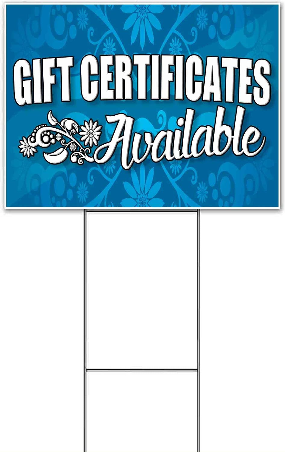 Gift Certificates Available (18" x 24") Yard Sign, Quantity Discounts, Multi-Packs, Includes Metal Step Stake, Bandit, New, Advertising, USA