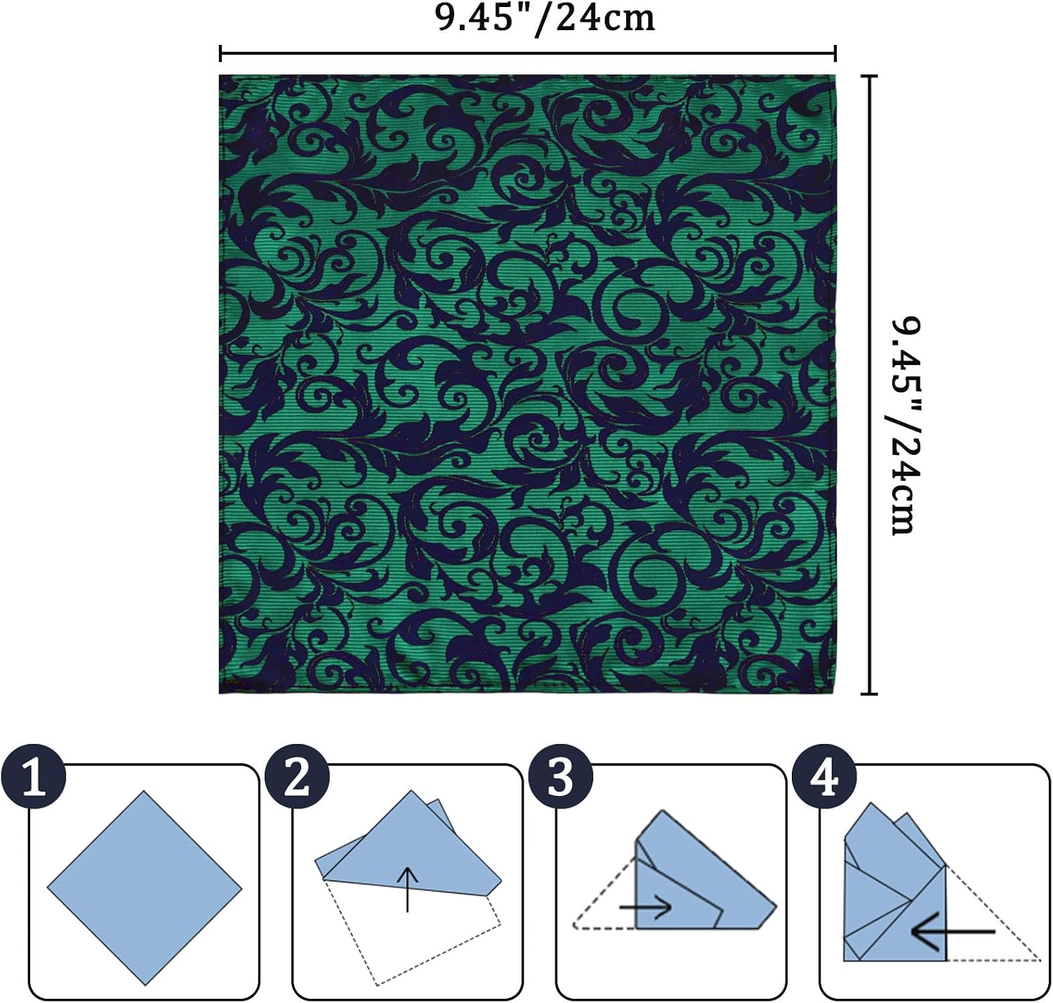 Paisley Pocket Squares for Men 9.45" Mens Handkerchiefs with Holder