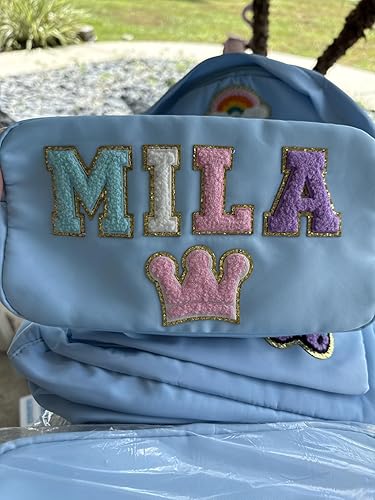 Miniatura 6 de Mochila personalizada para niñas y niños, mochila personalizada de regreso a la escuela con parche de nombre, mochila escolar impermeable de nailon