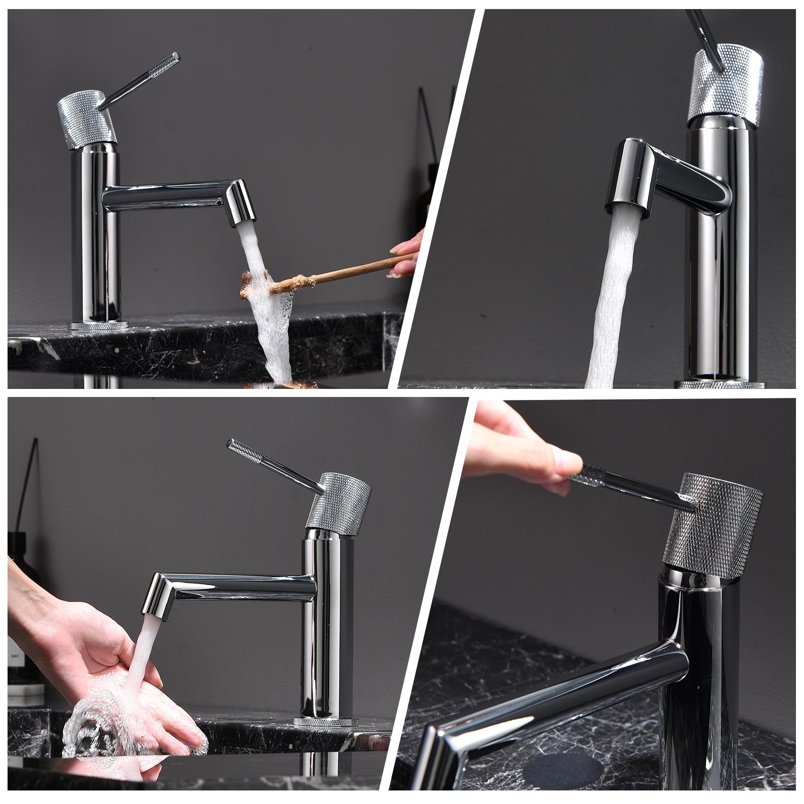 AIMADI Waschtischarmatur Chrom, Einhebelmischer für Bad und Gäste-WC, moderne Badezimmer-Armatur mit Keramik-Kartusche, wassersparend Wasserhahn Bad, für alle Waschbecken