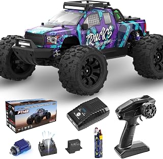 1/14 Brushless RC Truck,Fast 50mph Electric Off-Road Monster Truck,High Speed 4X4 Remote Control Car with 25W Fast Charger,Waterproof RC Trucks with 3S Lipo