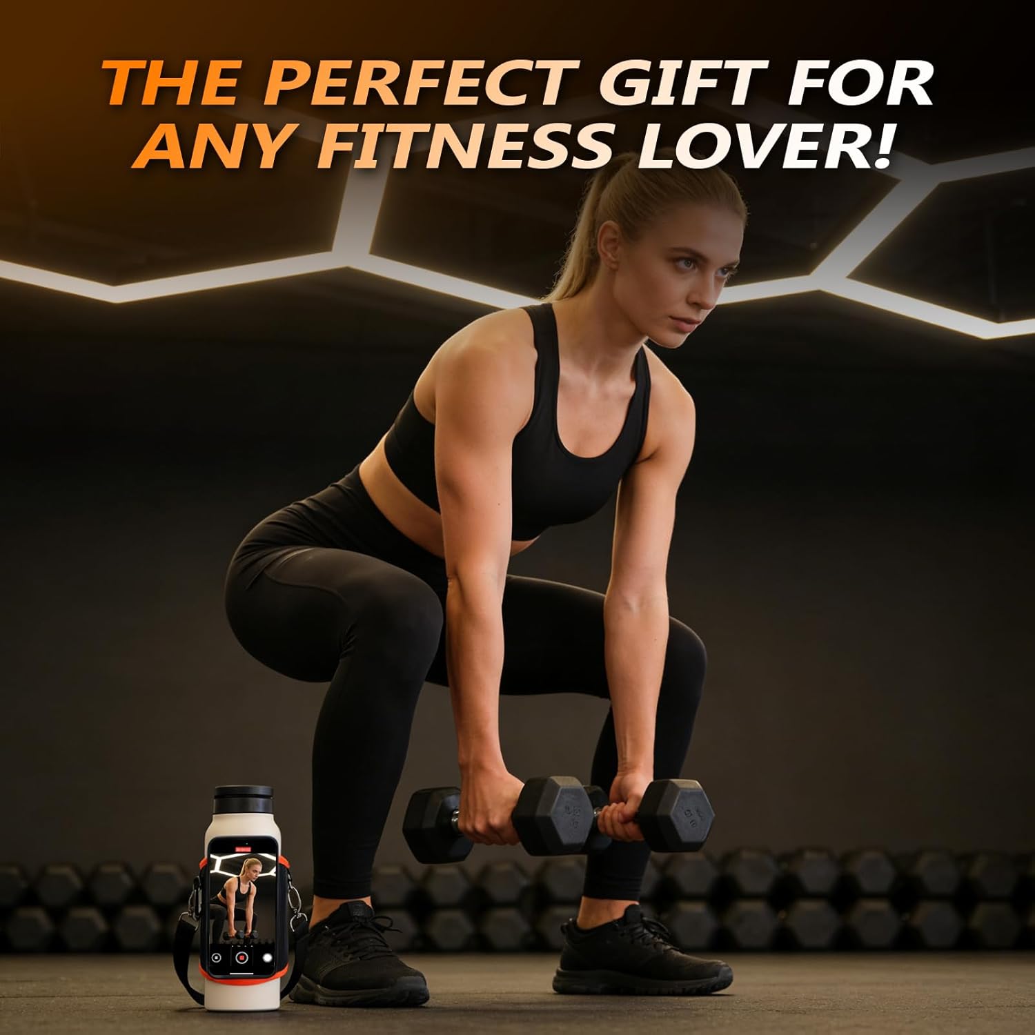 Magnetic Gym Water Bottle Bag & Holder with Magnetic Phone Pocket, Keys & Bluetooth Earphone Storage, Gym Accessories Organizer with Card & Cash Pocket