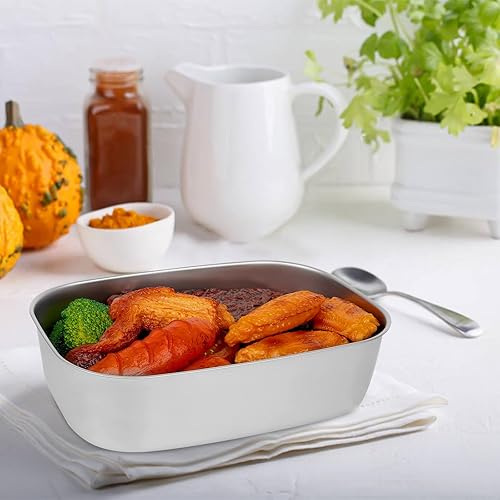 Miniatura 6 de Linkidea Lonchera eléctrica de acero inoxidable 304, sin compartimentos, bandeja reutilizable extraíble, contenedor de reemplazo de alimentos de 1.5