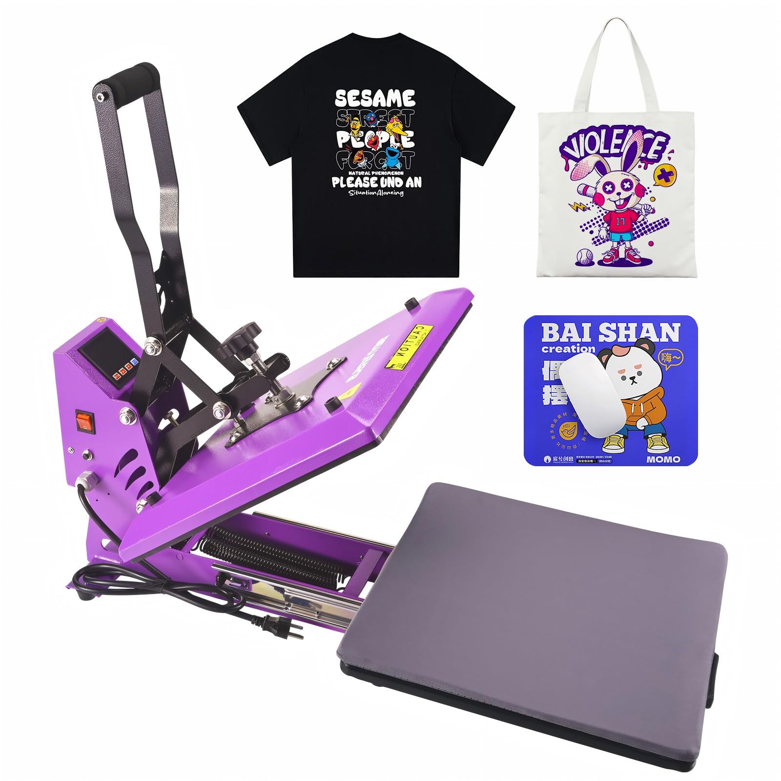 Prensa térmica digital BetterSub de 15 x 15 pulgadas con cajón deslizable para camisetas, 1000 W, para transferencias DTF, sublimación HTV, con panel de control LCD y ajuste de presión.