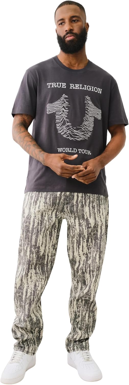True Religion Men's SS Embroidery Radio Wave Tee – Short Sleeve T-Shirt