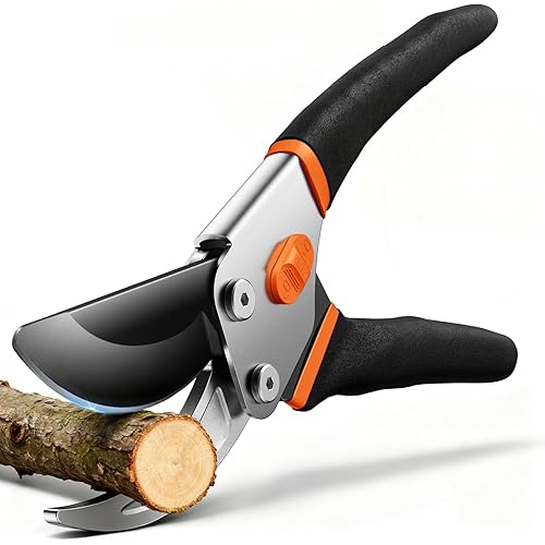 VOTREK® Pruning Shears, 8.5” Professional Garden Pruner with Jam-Proof Spring & Ever-Sharp SK5 Blade, Ergonomic Bypass Clippers for Rose, Tree Trimming, Heavy Duty Bonsai Scissor for Weak Hand