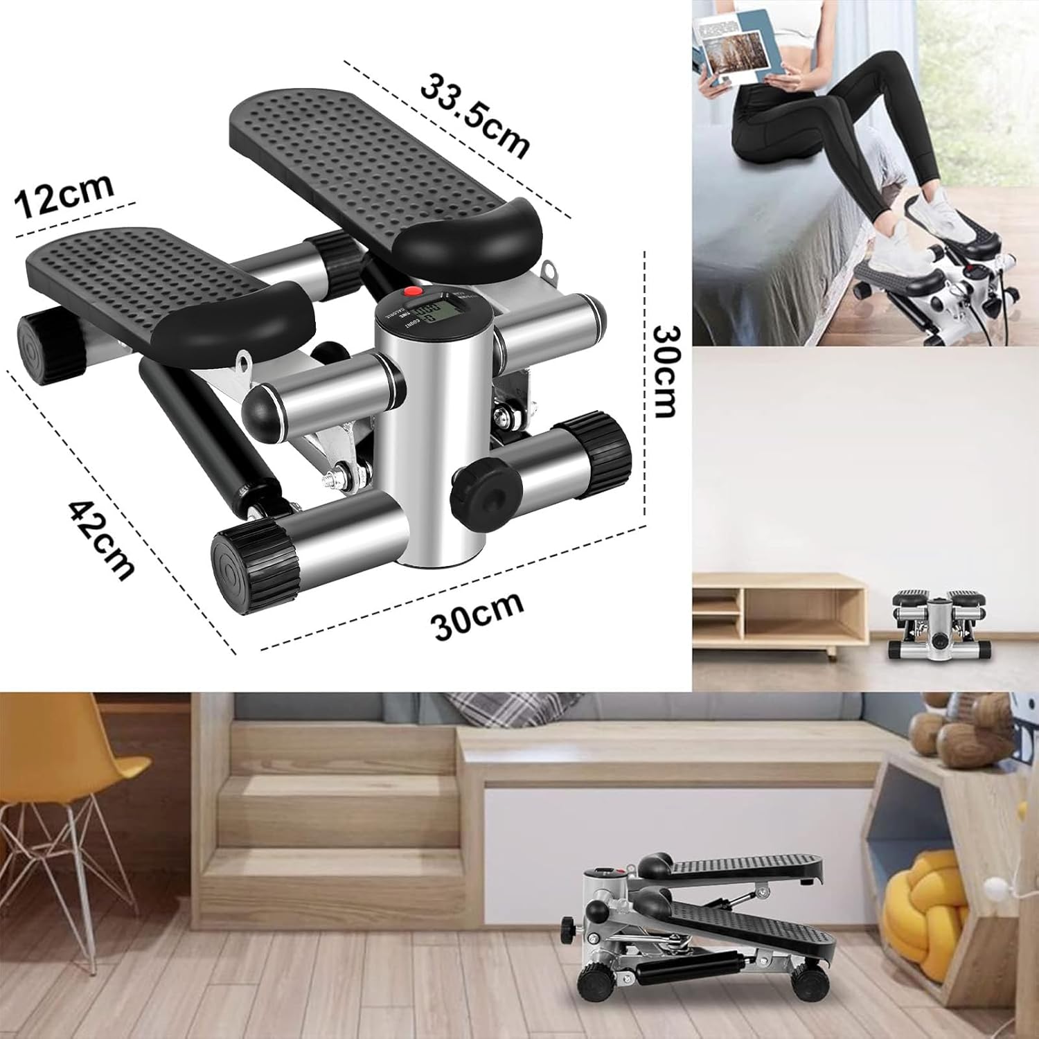 Diagram showing the dimensions of the ADVWIN Mini Stepper