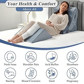 Axelrod Orthopedic Bed Wedge Pillow Set, Post Surgery Foam for Back, Neck and Leg Pain Relief Comfortable & Adjustable Ortho Pillows- Anti Snoring, Heartburn, Acid Reflux & GERD Sleeping Navy