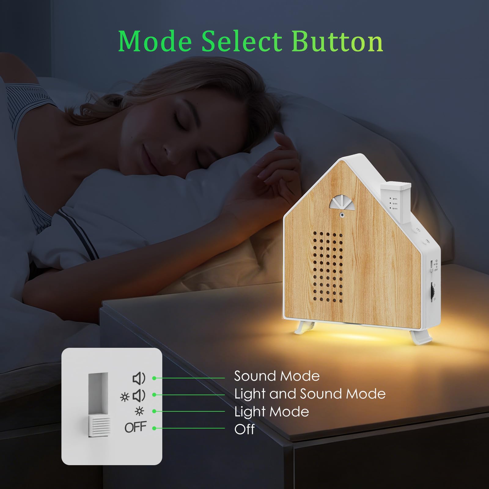 Sound Box Naturale, Canto Uccelli Musicale con Sensore di Movimento,Luci Notturna, 8 Branzi Relax, Regolazione Volume 0-115dB, 3 Timer Impostazioni, Creare SPA Forestale in Casa