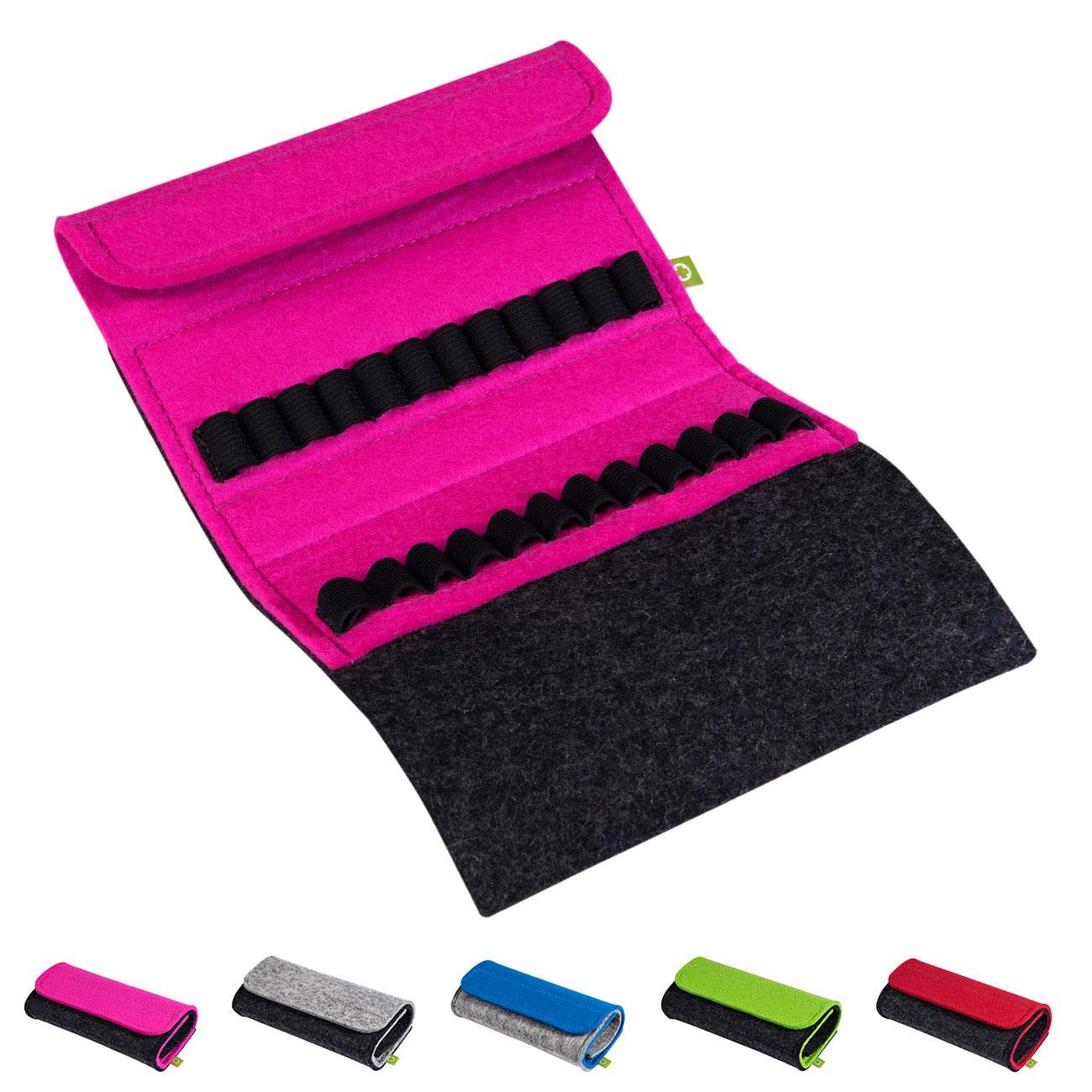 Homöopathische Taschenapotheke für Globuli, leer, Globuli-Tasche für 24 Globuli-Röhrchen (Glas), handgemacht aus echtem Filz (pink) 