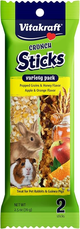 Petisco mastigável para coelhos e porquinhos-da-índia Vitakraft Crunch Sticks, variedade de sabores, 71 g