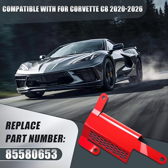 Front Left Lower Bumper Deflector Rear Air Deflector Shield Compatible with for Corvette C8 2020-2025 - Replacement for OEM 85580654, Reduces Drag & Protects Engine (Driver Side, Left, Red)