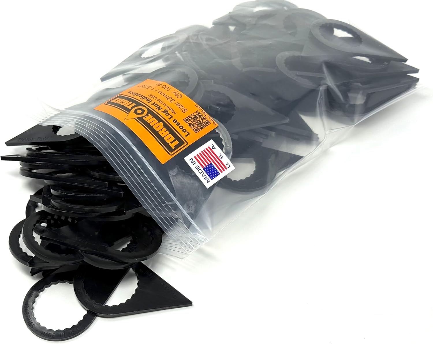 33mm Loose Lug Nut Indicators (Black) – Visual Safety Markers for Class 6–8 Trucks – Made in USA - 100-Pack