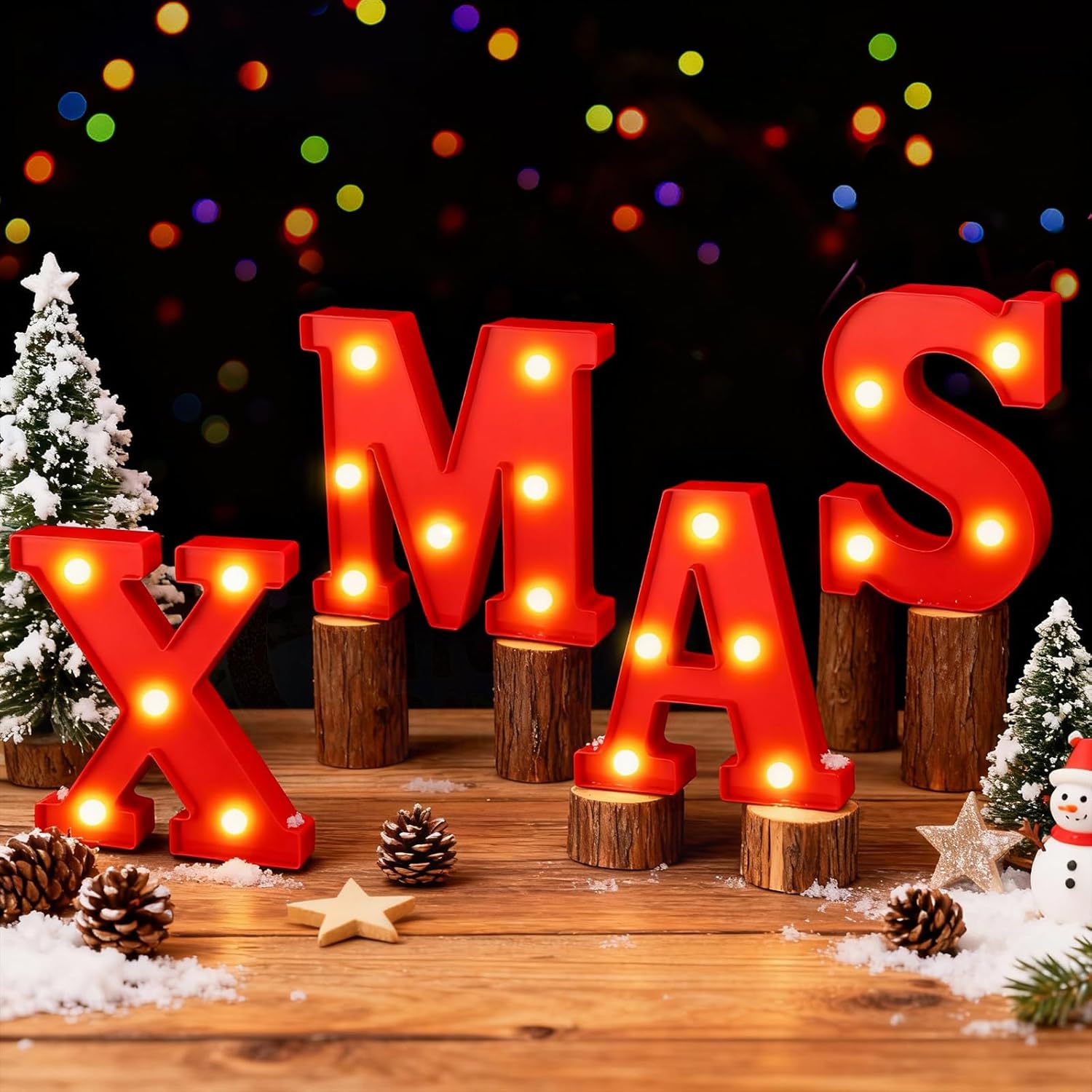 XMAS Christmas Light Up Letter Table Decorations, LED Marquee Lights Sign for Indoor Outdoor Home Bedroom Fireplace Bar Xmas Party Decor XMAS Christmas Light Up Letter Table Decorations, LED Marquee Lights Sign for Indoor Outdoor Home Bedroom Fireplace Bar Xmas Party Decor