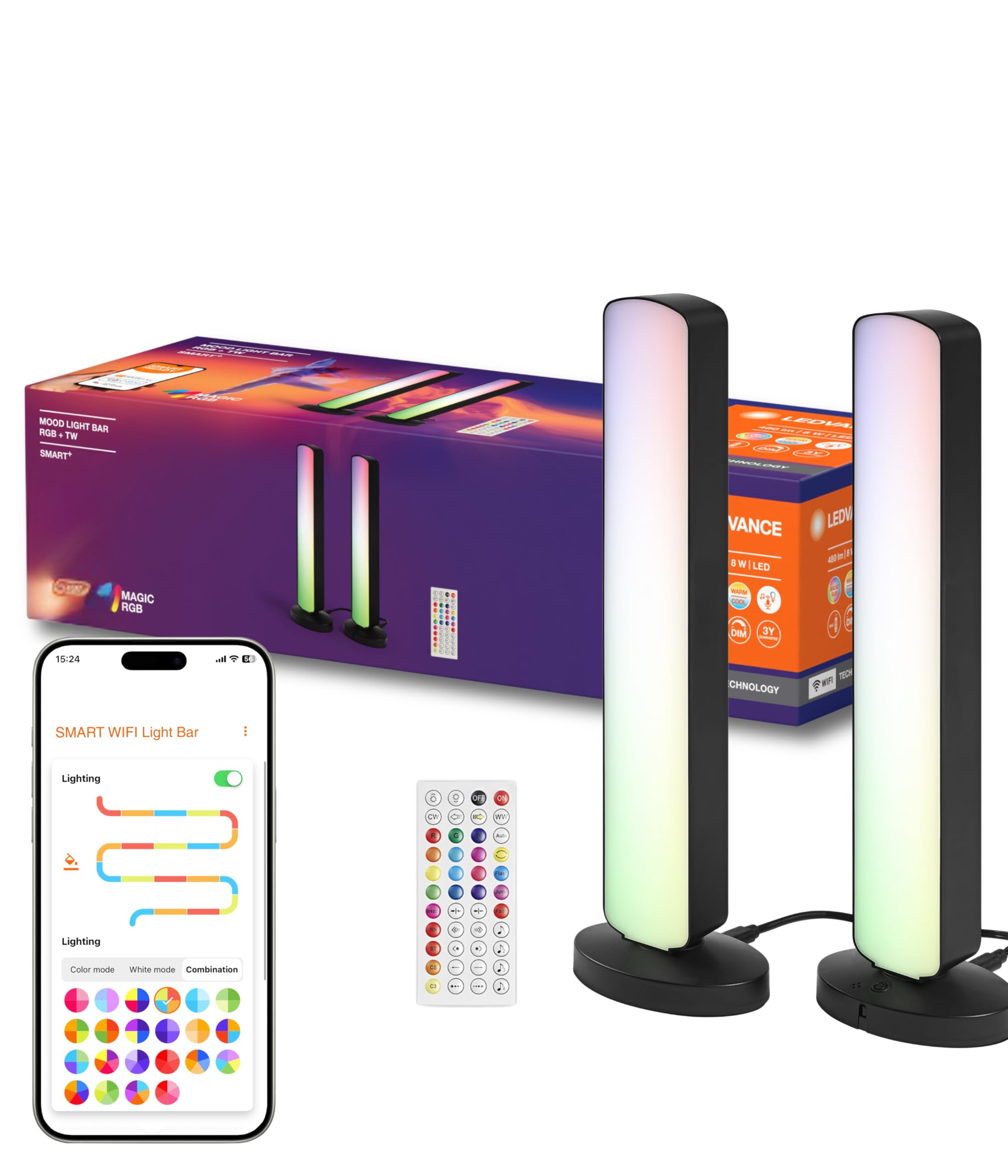 Lampa podłogowa LEDVANCE SMART+ WIFI,mała,czarna,2x 2,5W,2x 480lm,możliwość ściemniania,funkcja DIY & rytm muzyczny,długa żywotność,możliwość sterowania przez aplikację,2700-6500K